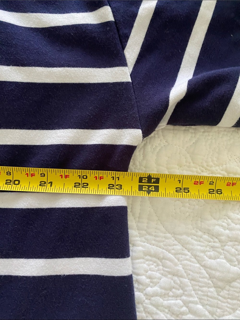 Southern Tide Navy & White Striped boxy sweatshirt hoodie w/ French Terry lining - Picture 7 of 10